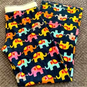 PJ Salvage Vintage Velour Elephant Parade Pajama Bottoms Size Small